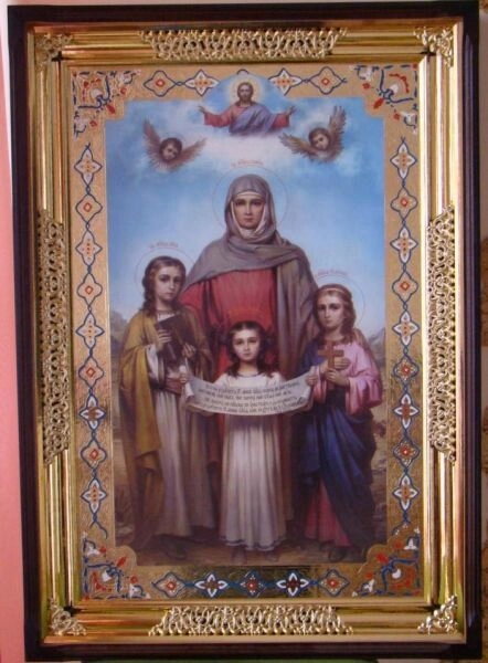 Ікона Храмова "Віра, Надія, Любов та матір їх Софія", 61х87 — фото 1