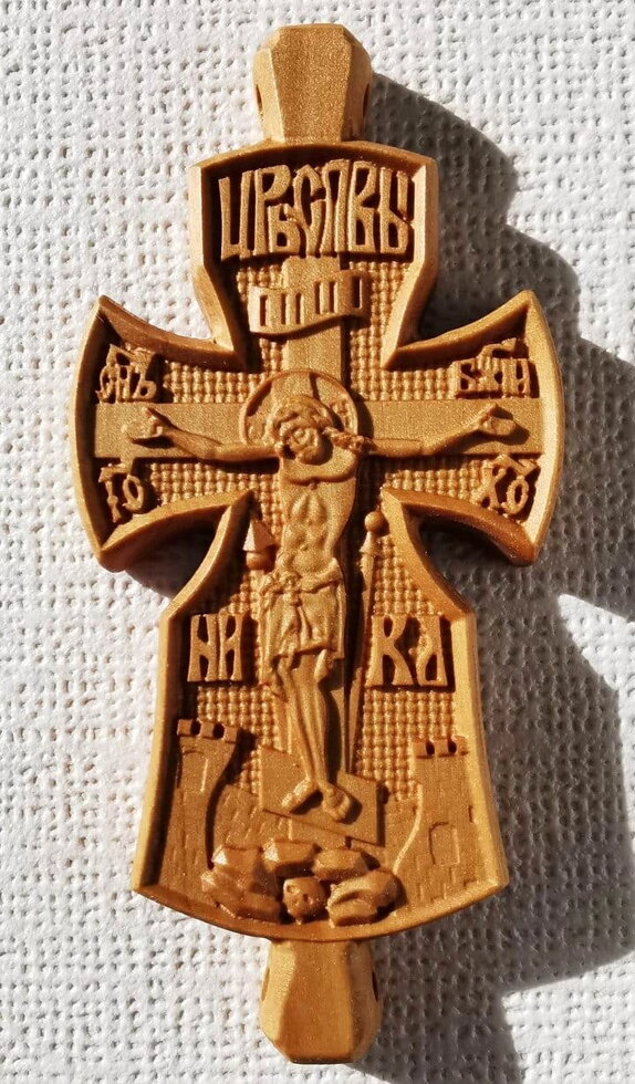 Хрест параманний дерев'яний, фігурний груша, 5х9 см. — фото 1