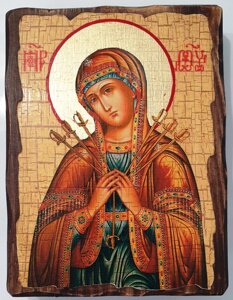 Ікона на дереві "під старовину" "Пом'якшення злих сердець" 13х17