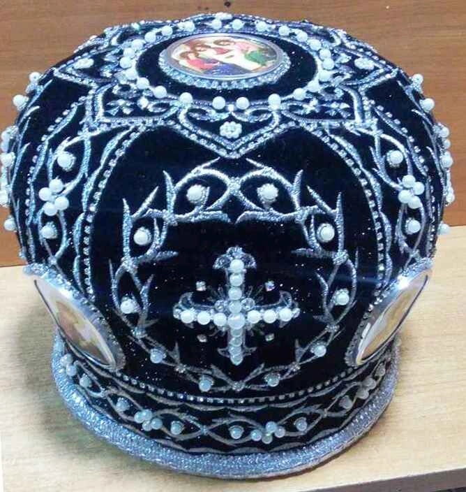 Митра вишита з камінням, чорна, 57 розмір — мініатюра 2