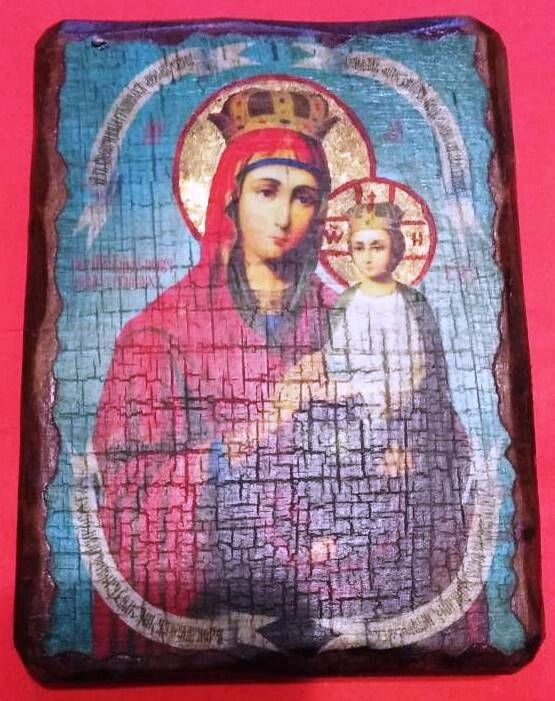 Ікона на дереві "під старовину" "Поручніця грішніх" 13х17 — фото 1