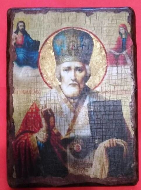 Ікона на дереві "під старовину", "Микола" 17х23 — фото 1