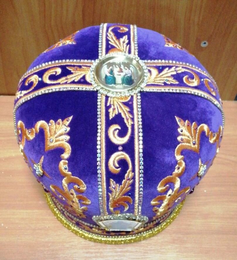 Митра вишита з камінням, фіолет, 57 розмір — мініатюра 2