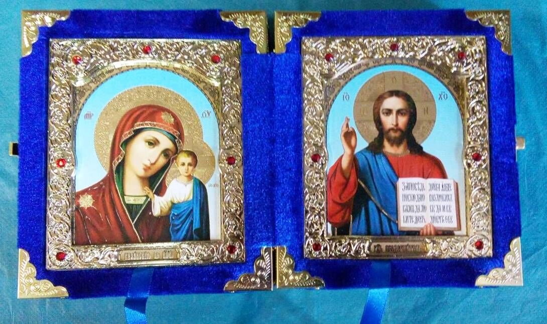 Складення оксамитове, зі стразами і виймаються іконами 10х12 см — фото 1