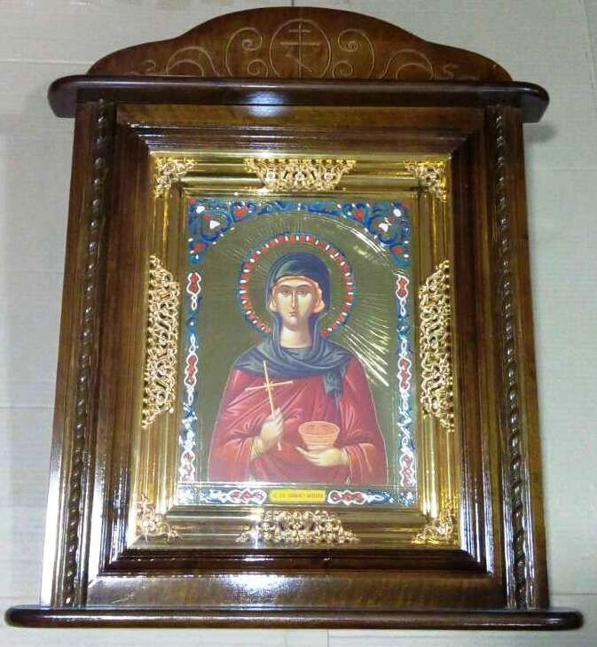 Кіот храмовий підвісний з іконою "Параскева", колір горіх — фото 1