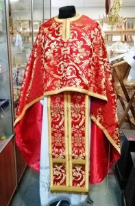 Облачення червоне, грецький крій, парча, 135/52, з покровцями