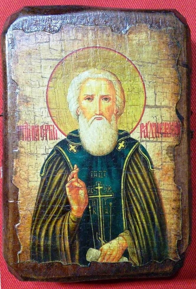 Ікона під старовину "Сергій Радонезький" 7х10 см. — фото 1
