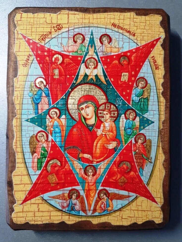 Ікона на дереві під старовину "Неопалима Купина" 13х17 см. — фото 1