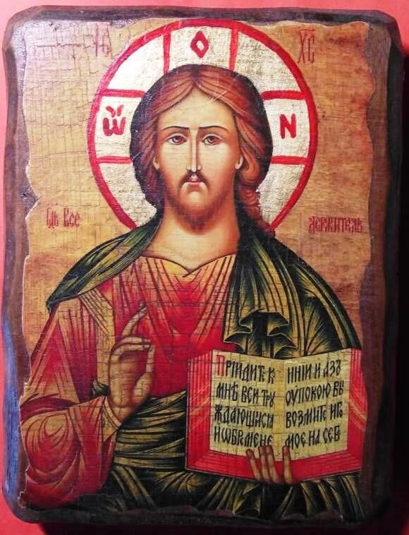 Ікона на дереві "під старовину" "Спаситель" 13х17 — фото 1