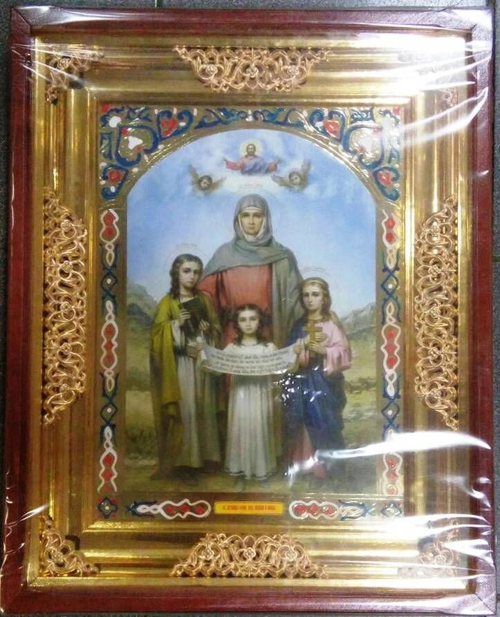 Ікона в дерев'яному кіоті, "Віра, Надія, Любов та Софія" — фото 1