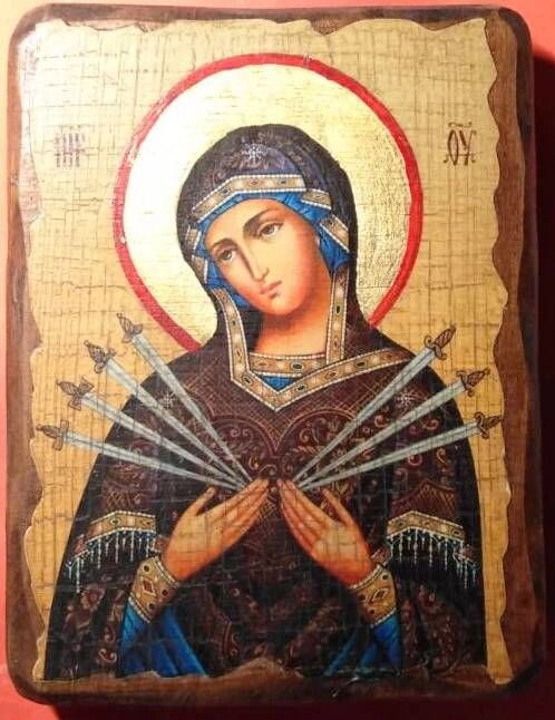 Ікона на дереві "під старовину" "Семістрельна" 13х17 — фото 1