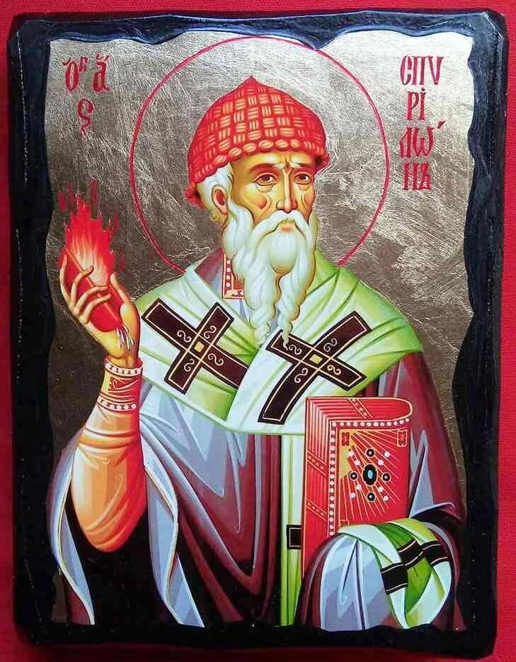 Ікона чорне золото "Спірідон Тріміфунтській" 13х17 — фото 1