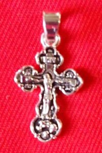 Хрест Натільний зі сплаву, фігурній, білий малий, 2 см.