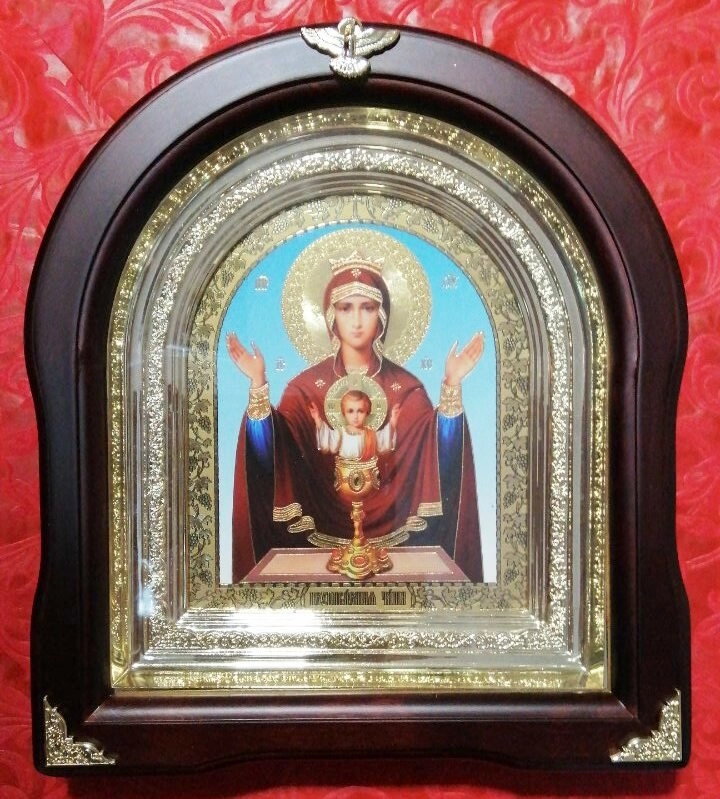 Ікона в дерев'яній рамі "Арка" в подарунковій коробці, Невіпівана Чаша, 26х29 см. — фото 1