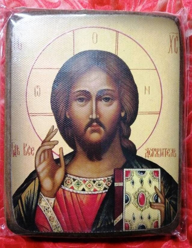Ікона ДСП на полотні "Спаситель + Казанська", пара 10х12 — фото 1