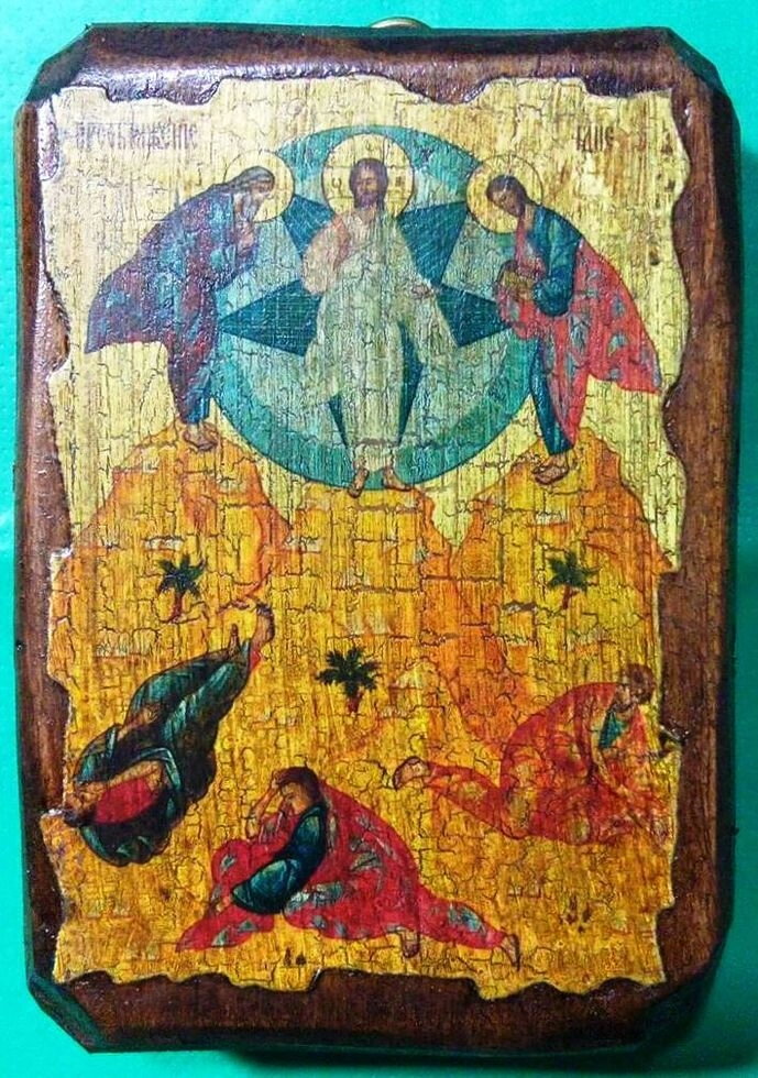 Ікона під старовину, "Преображення Господнє" 7х10 — фото 1
