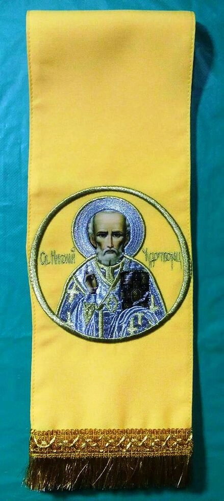 Закладка вишита в богослужбові книги з іконою Миколи — фото 1