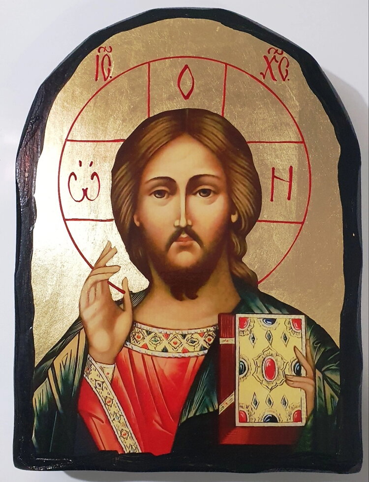 Ікона на дереві Синай, Чорне золото, арка "Спаситель" 21x28 — фото 1