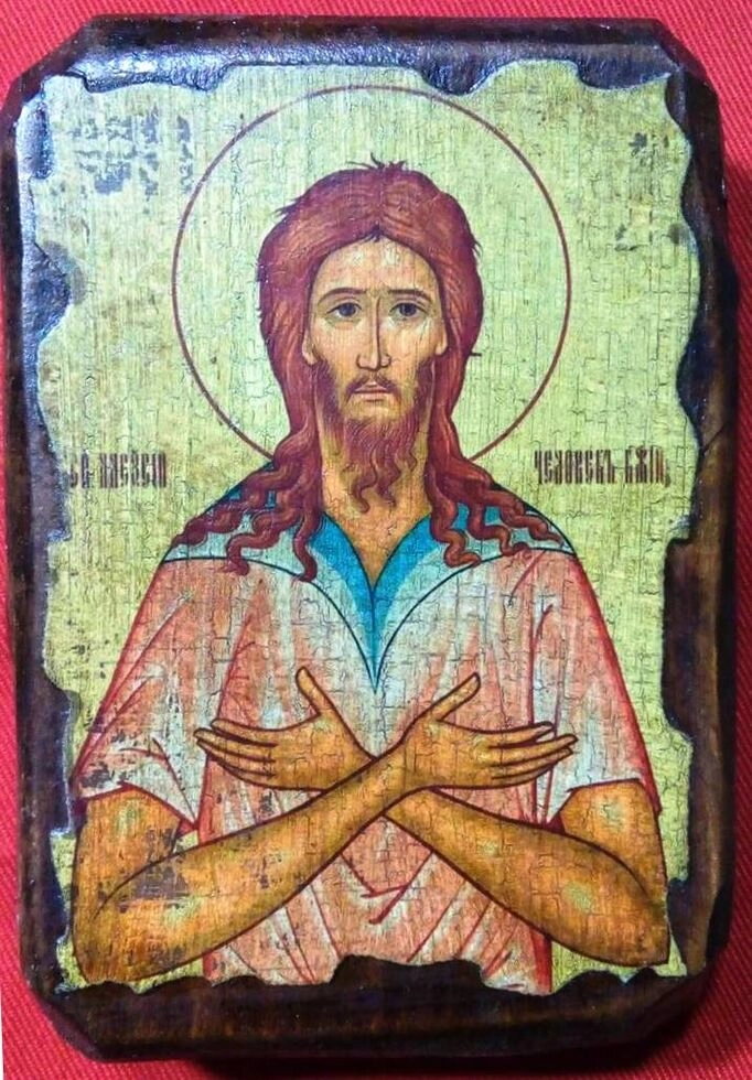 Ікона під старовину, "Олексій Божий чоловік" 7х10 — фото 1