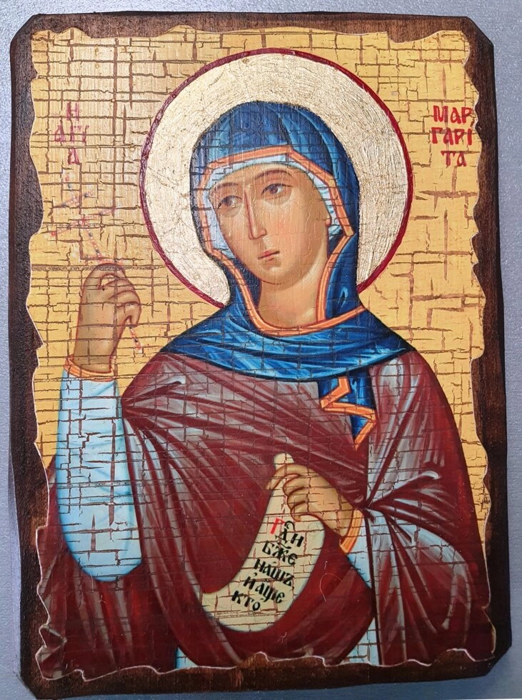 Ікона на дереві "під старовину" "Маргарита" 13х17 — фото 1