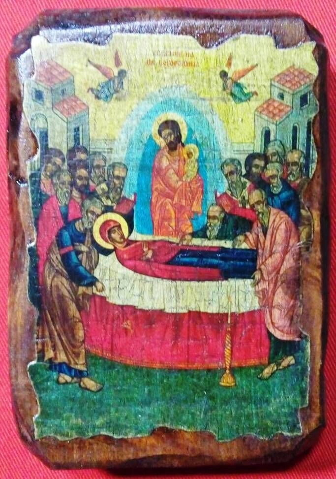 Ікона під старовину, "Успіння Богородиці" 7х10 — фото 1