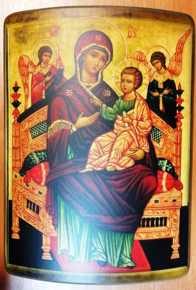Ікона вигнутий під старовину, ДСП + полотно, "Всецариця" — фото 1