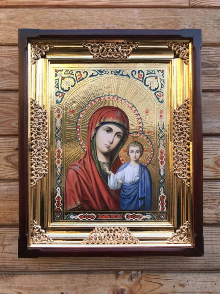 Ікона в дерев'яному кіоті, "Казанська" — фото 1