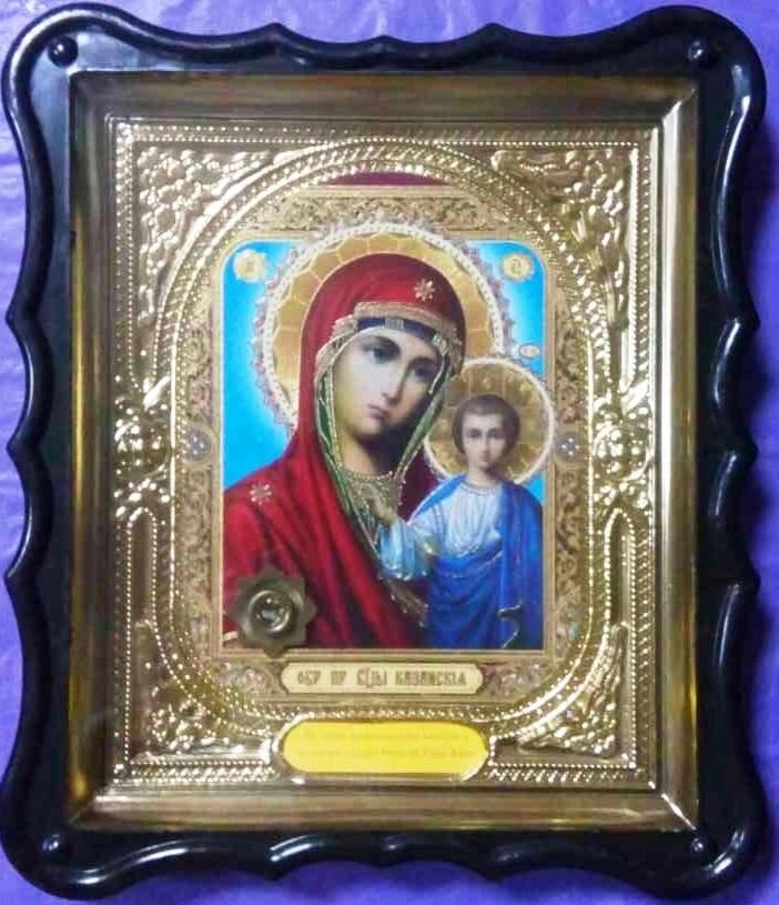 Ікона в пластиковому фігурному кіоті з ладаном, "Казанська" — фото 1