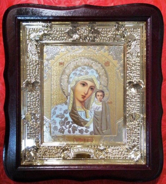 Ікона "Казанська", 31 ФТ, фігурній дерев'яний кіот — фото 1