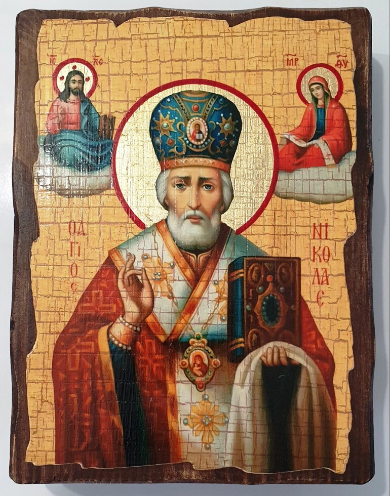 Ікона на дереві "під старовину" "Микола" 13х17 — фото 1