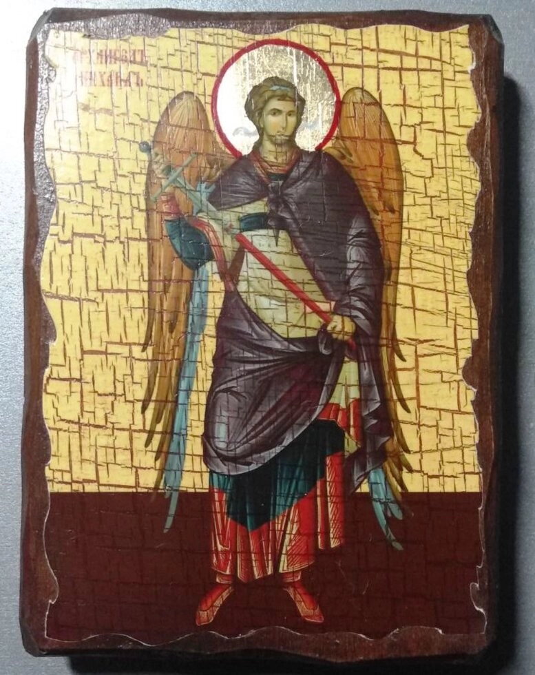 Ікона на дереві під старовину "Михайло архангел ростова" 13х17 см. — фото 1