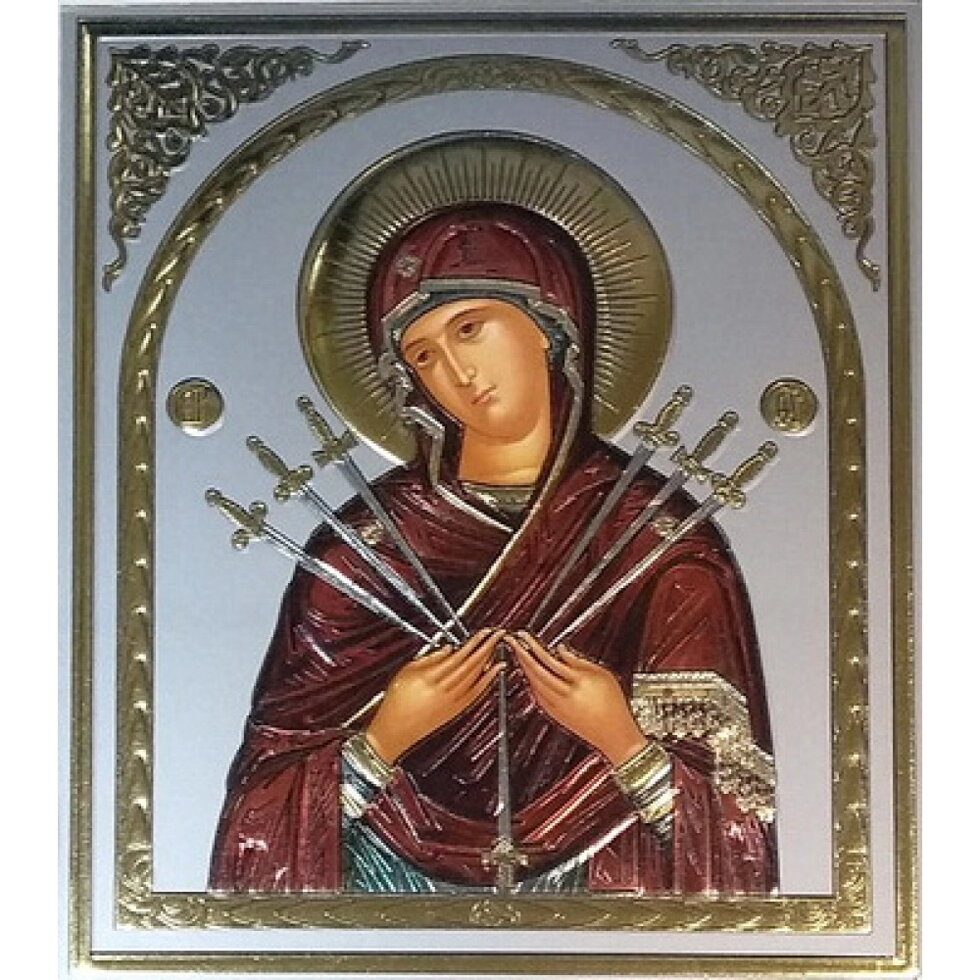 Ікона "Семистрільна" конгрев сірий емаль, 10х12 см. — фото 1