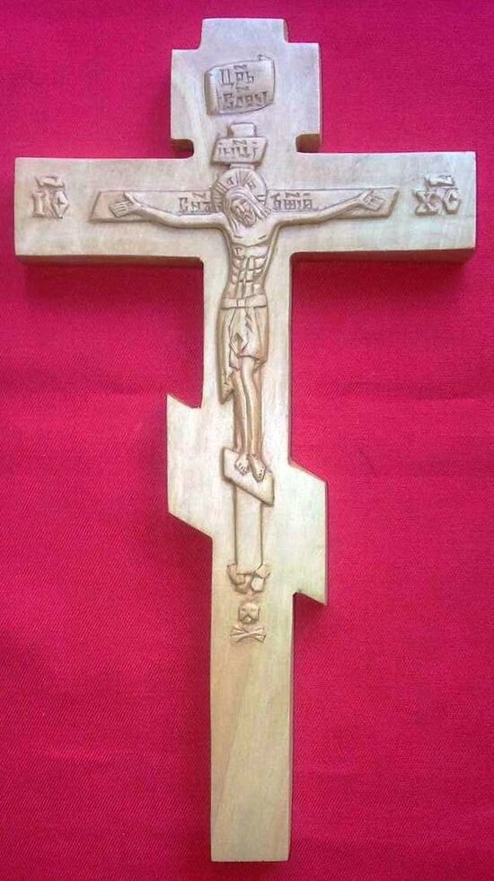 Хрест пострігальний чернечий дерев'яний, світлий. груша — фото 1