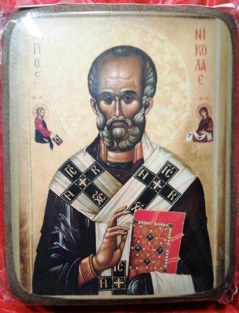 Ікона ДСП на полотні "Микола Чудотворець", 10х12 — фото 1