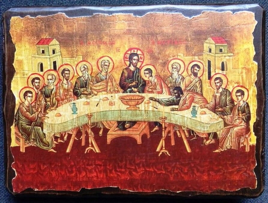 Ікона на дереві під старовину "Таємна Вечеря" 17х23 см. — фото 1