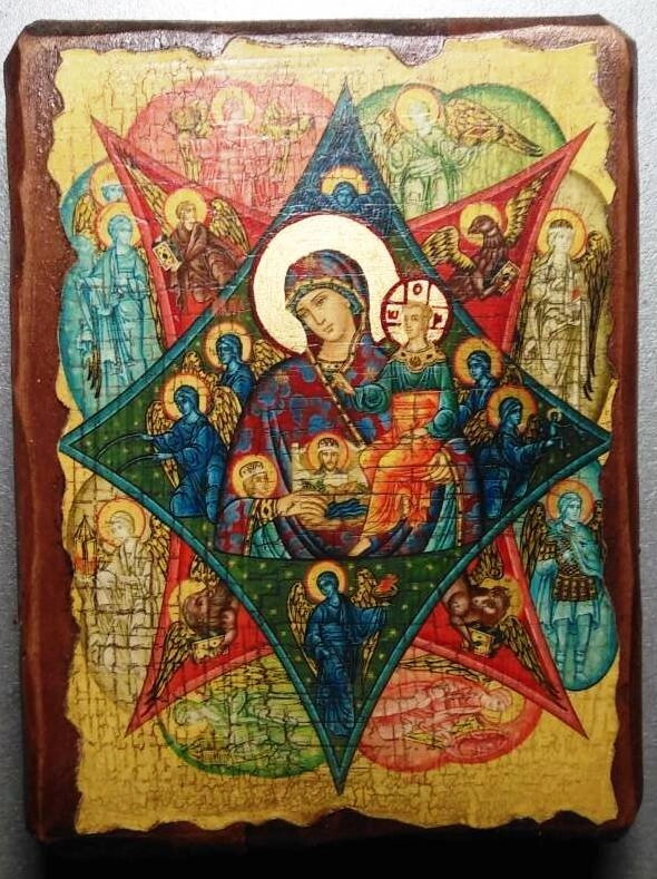Ікона на дереві під старовину "Неопалима Купина" 13х17 см. — фото 1