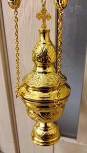 Кадило латунь, золочення з позвонцями, середнє