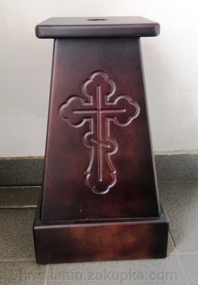 Підставка під запрестольний хрест, ікону, дерев'яна темна від компанії ІНТЕРНЕТ МАГАЗИН "ХРИСТИЯНИН" церковне начиння - фото 1