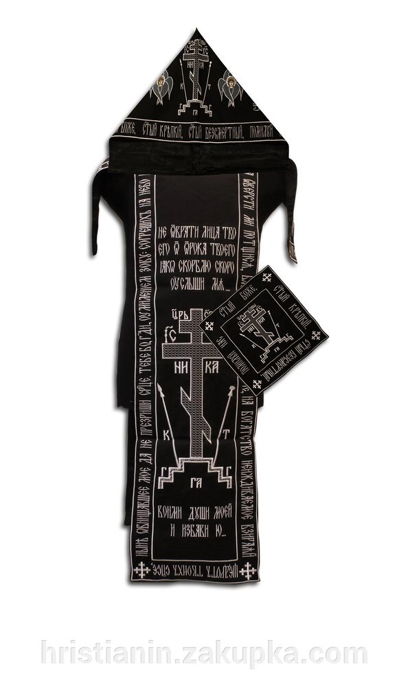 Схима універсальна вишита, чорна від компанії ІНТЕРНЕТ МАГАЗИН "ХРИСТИЯНИН" церковне начиння - фото 1