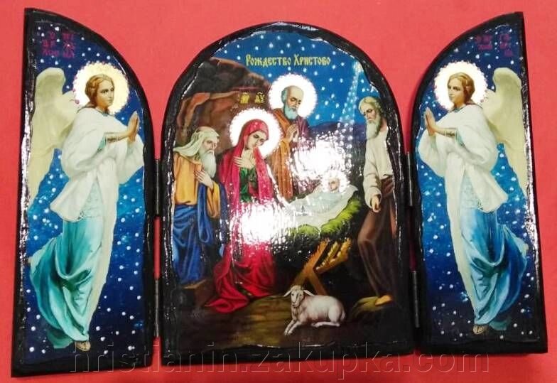 Складення дерев'яне Синайський потрійний, "Різдво Христове", в подарунковій упаковці, 23х35 від компанії ІНТЕРНЕТ МАГАЗИН "ХРИСТИЯНИН" церковне начиння - фото 1