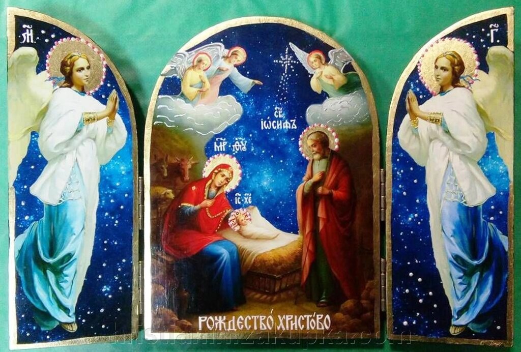 Складення дерев'яне Синайський потрійний, "Різдво Христове", в подарунковій упаковці, 23х35 від компанії ІНТЕРНЕТ МАГАЗИН "ХРИСТИЯНИН" церковне начиння - фото 1