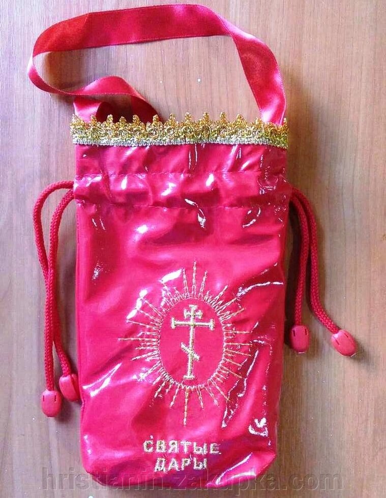 Сумочка червона для святих дарів з платом для причастя від компанії ІНТЕРНЕТ МАГАЗИН "ХРИСТИЯНИН" церковне начиння - фото 1