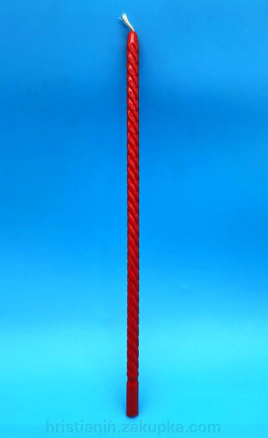 Свічка парафінова, червона кручена, №20 поштучно від компанії ІНТЕРНЕТ МАГАЗИН "ХРИСТИЯНИН" церковне начиння - фото 1