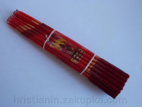 Свічки Єрусалимські, червоні (33 штуки) від компанії ІНТЕРНЕТ МАГАЗИН "ХРИСТИЯНИН" церковне начиння - фото 1