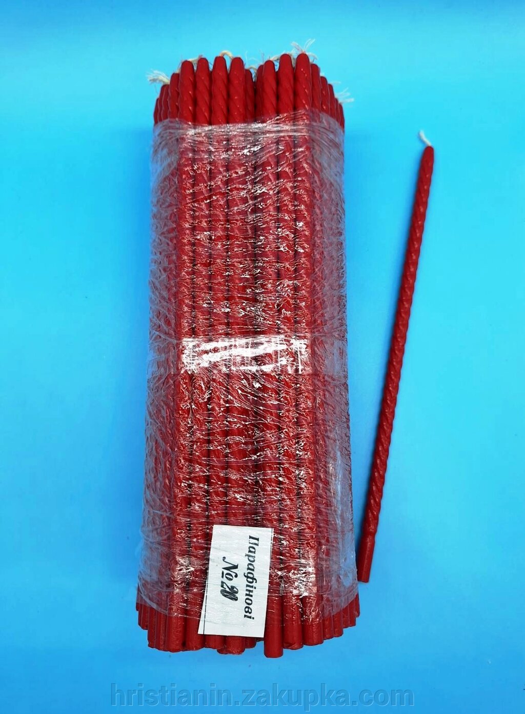 Свічки парафінові, червоні кручені, №20 ( 2 кг. в упаковці) від компанії ІНТЕРНЕТ МАГАЗИН "ХРИСТИЯНИН" церковне начиння - фото 1