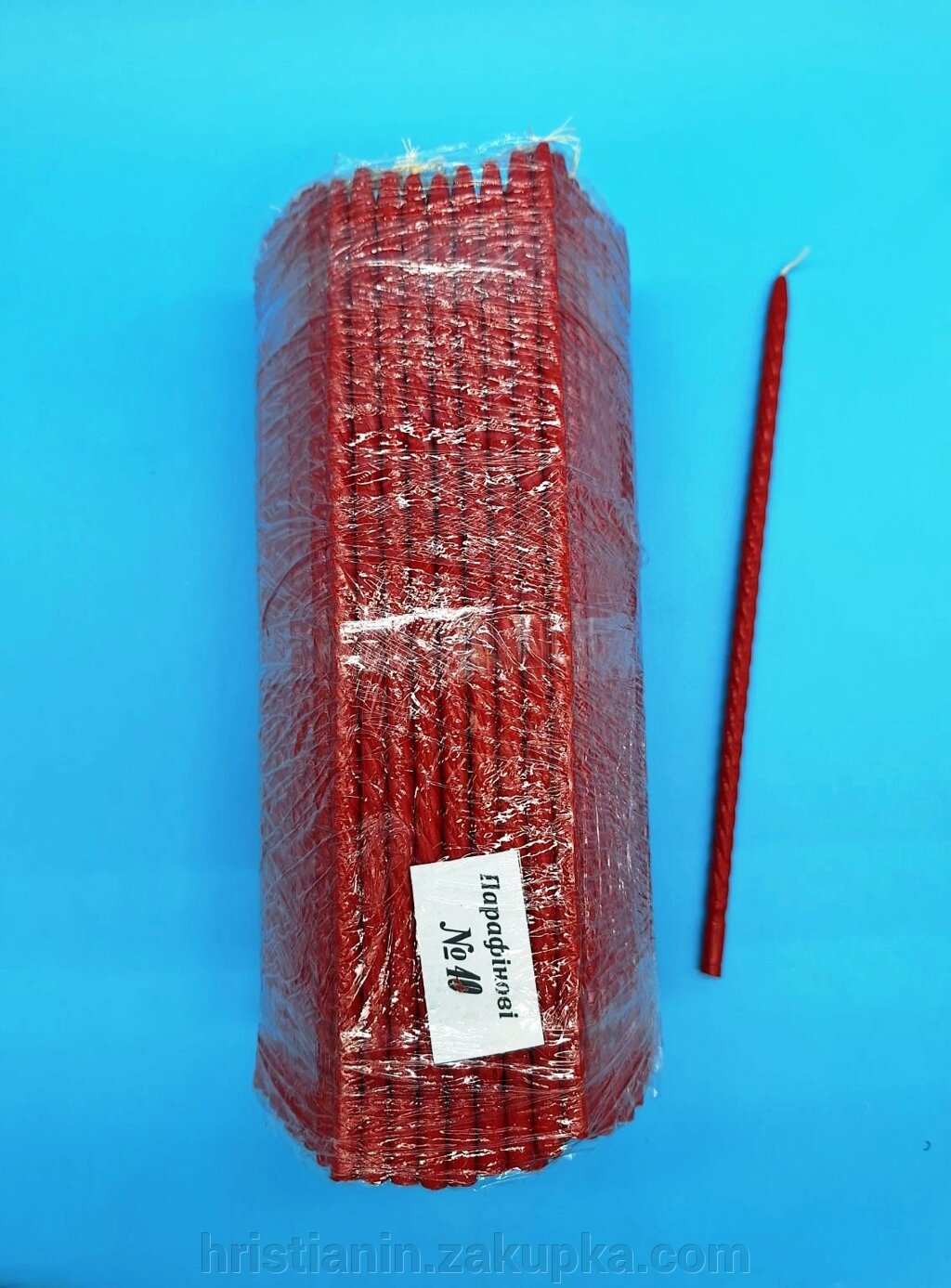 Свічки парафінові, червоні кручені, №40 ( 2 кг. в упаковці) від компанії ІНТЕРНЕТ МАГАЗИН "ХРИСТИЯНИН" церковне начиння - фото 1