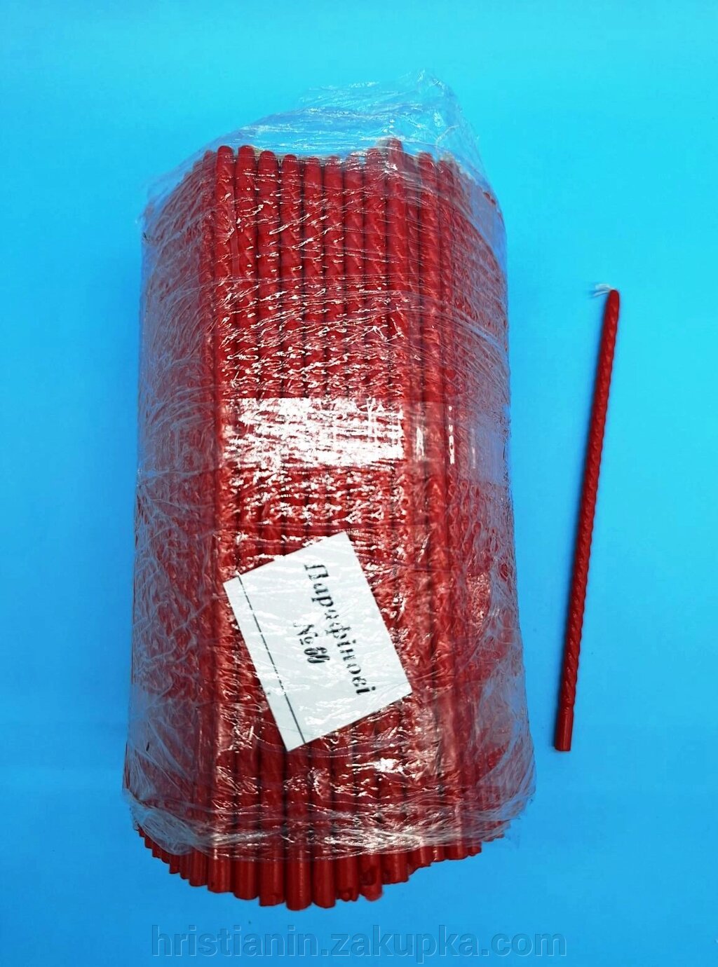 Свічки парафінові, червоні кручені, №60 ( 2 кг. в упаковці) від компанії ІНТЕРНЕТ МАГАЗИН "ХРИСТИЯНИН" церковне начиння - фото 1