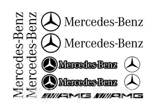 Набір вінілових наклейок на авто - MERCEDES-BENZ STICKER KIT розмір 30х20 см (білий колір)