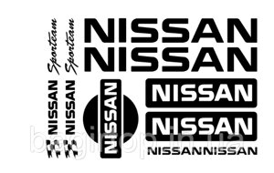 Набір вінілових наклейок на ручки авто - NISSAN STICKER KIT розмір 30х20 см ( колір синій )