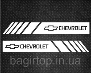 Набір вінілових наклейок на дзеркала авто - Смуги Chevrolet розмір 30 см ( 2 шт. )